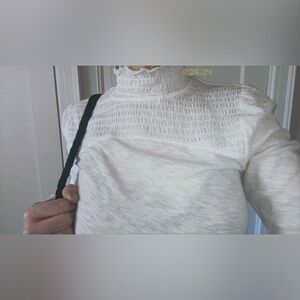 FREE PEOPLE mock neck long sleeve blouse LARGE